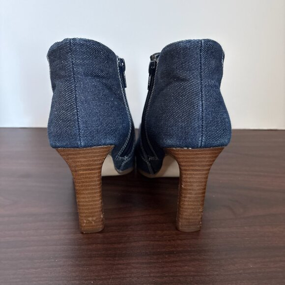 Paprika Women's Denim Ankle Boots Square toe and Wood-grained heels Size 7.5 - Picture 3 of 7